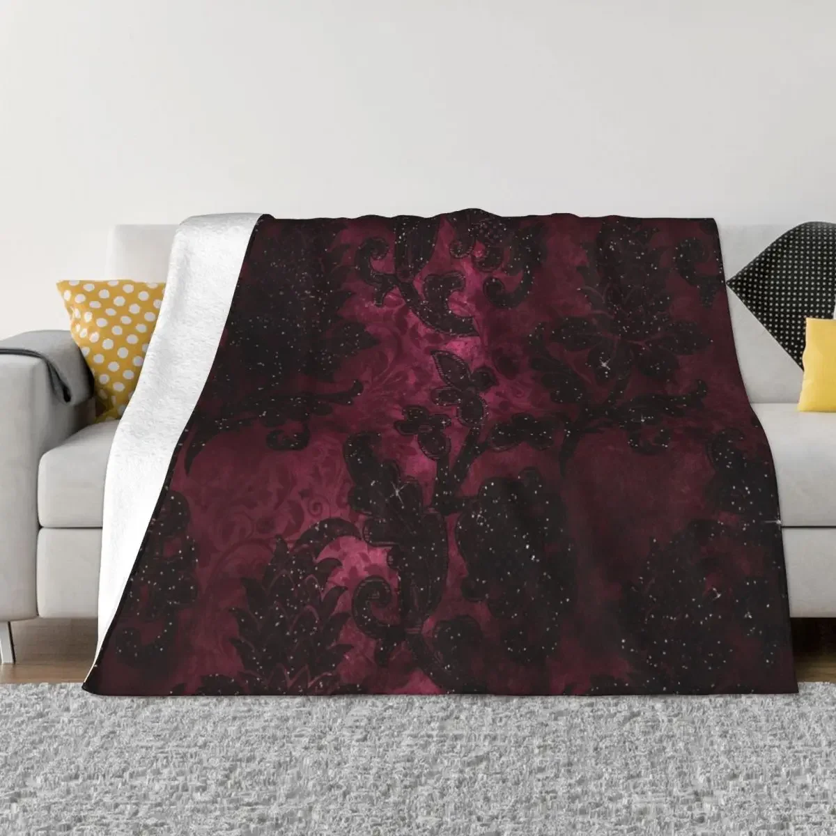 Vintage Glamour Burgundy Damask Throw Blanket Blankets For Baby Luxury Brand Luxury Thicken heavy to sleep Blankets