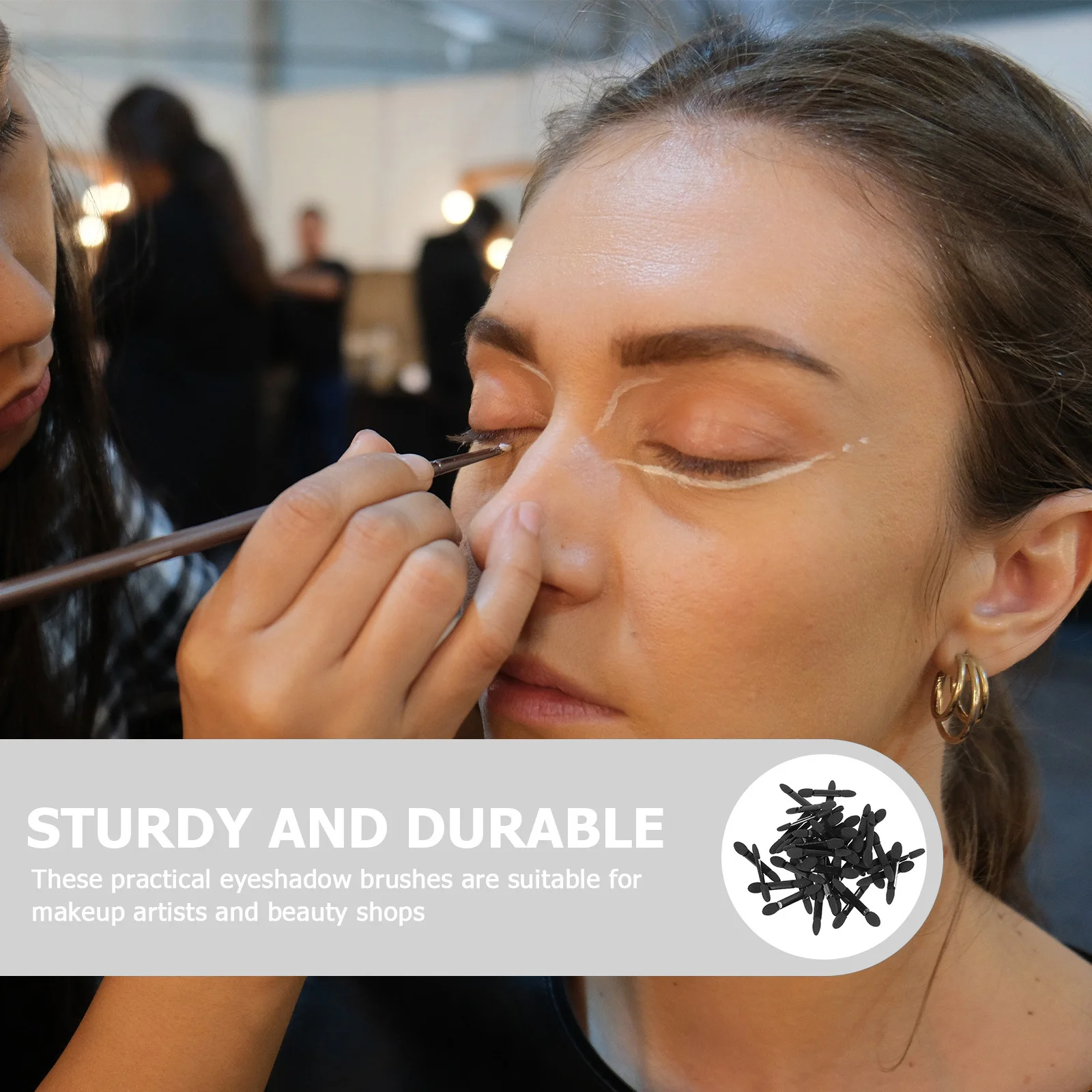 50Pcs Eye Shadow Applicator Kit Exquisite Detail Makeup Brushes for Women Lightweight Portable Travel Home Use