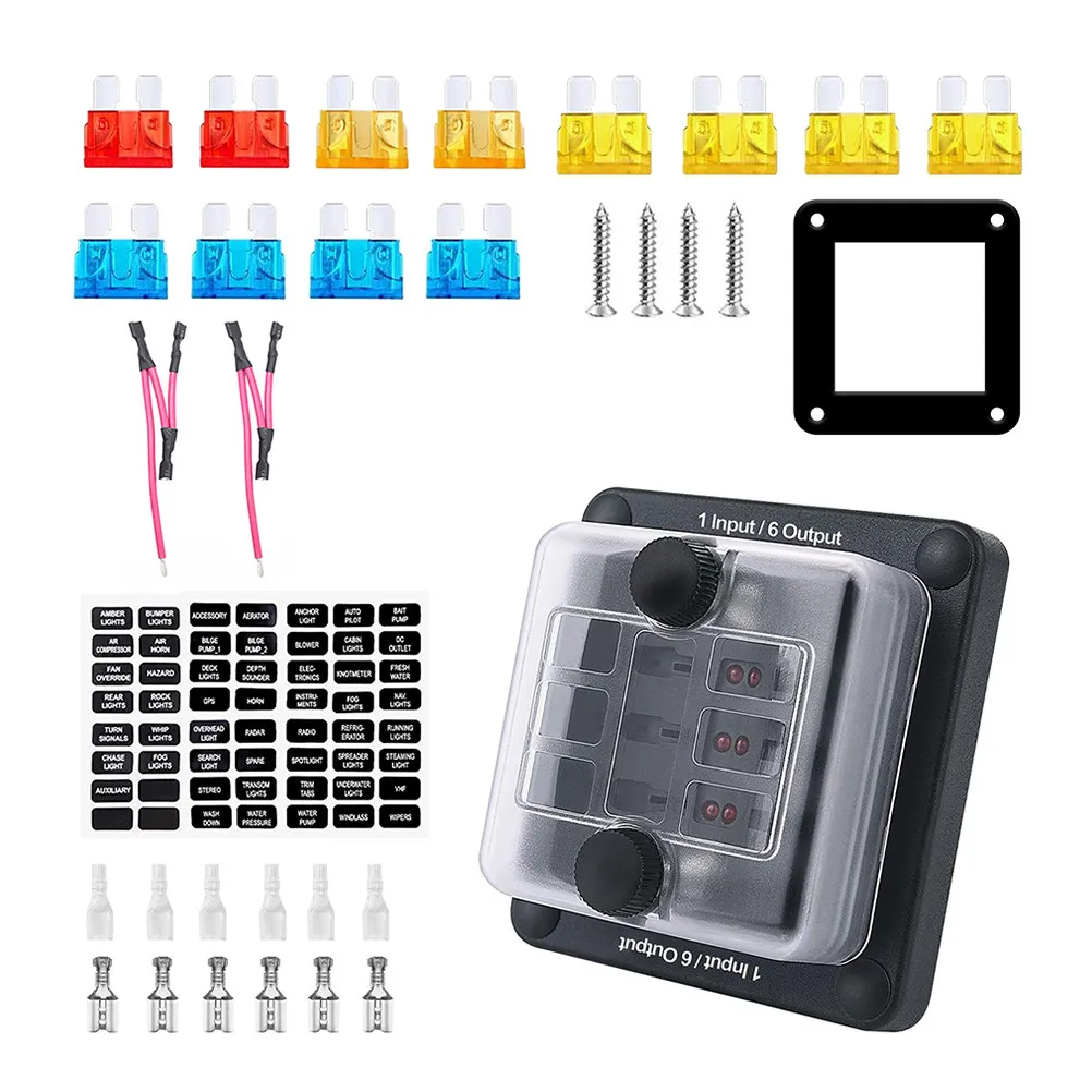 

1 комплект водонепроницаемых блоков предохранителей для внедорожников, автодомов, лодок, из огнестойкого материала PA66, автомобильный блок предохранителей с распределительными клеммами и разъемами