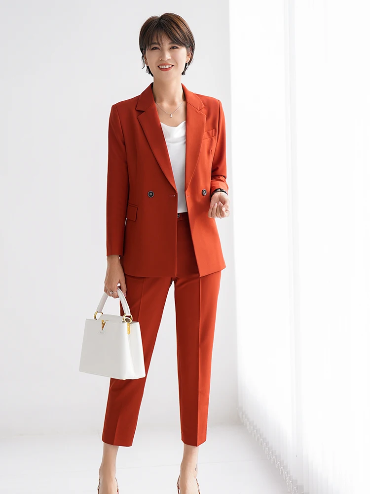 

Костюм Fangfang: Красный комплект для женщин, модный деловой наряд для ведущих, весна-осень, новый стиль, 100% полиэстер