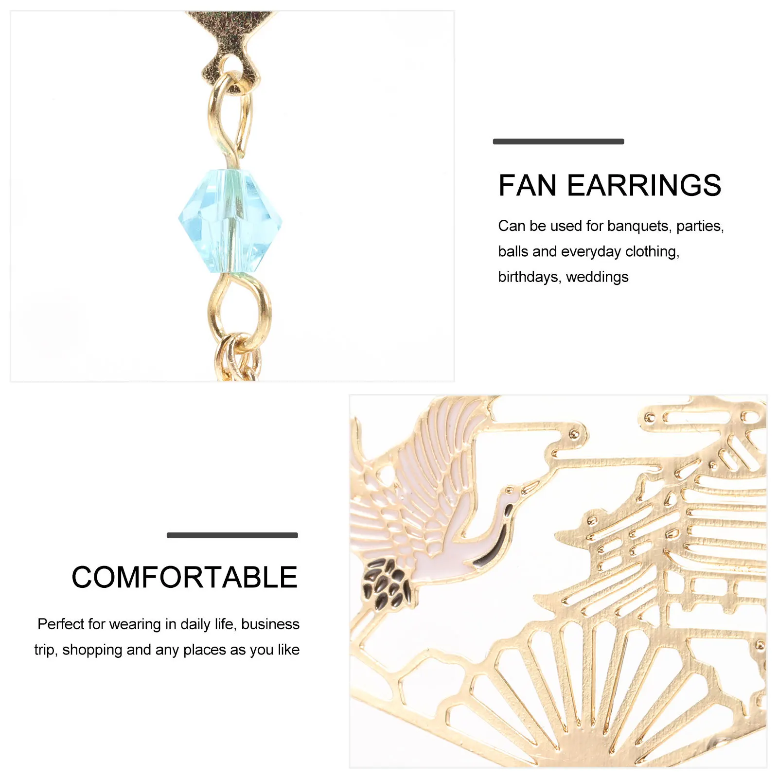 

1 Pair Fan Tassel Earrings Long Dangle Chinese Style Drop Ear Jewelry For Women Girls Hollow Retro Dangling Earrings Fashion Ear
