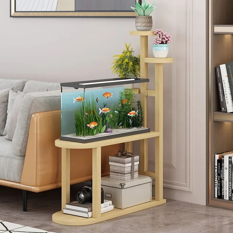 Solid Wood Plant Stand Indoor Succulent Display Rack Fish Tank Storage System Multi-functional Balcony and Living Room Shelf