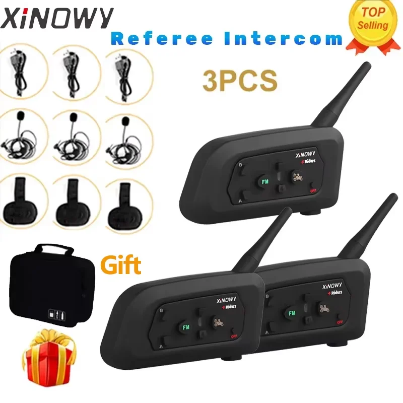 Xinowy 3 Benutzer v4c Fußball Schiedsrichter Intercom Headset 1200m Voll duplex Bluetooth Fußball konferenz Mehrzweck Inter phone 3