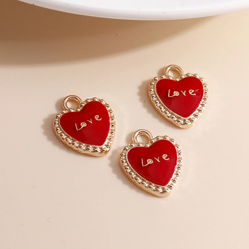 Picture 7: 10pcs 12*14 Enamel 4 Color Heart Charms for Jewelry Findings DIY Letter Love Charms Handmade Necklaces Pendants Earrings Making