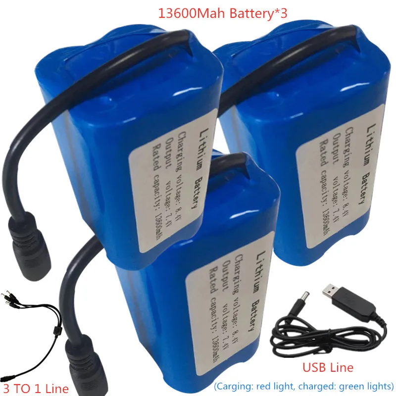 7.4V 13600Mah 6800Mah Battery For V020 V900 2011-5 V007 C18 H18 V18 D18B FX88 Remote Control RC Fishing Bait Boat Battery Parts