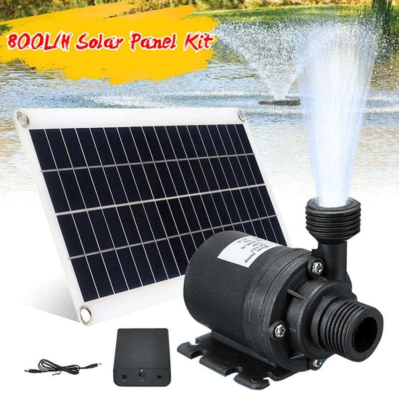 Solar Water Pump Solar Water Fountain Pump 50W 800L/H 12V Low Noise Garden Family Water Fountain Irrigation Pump