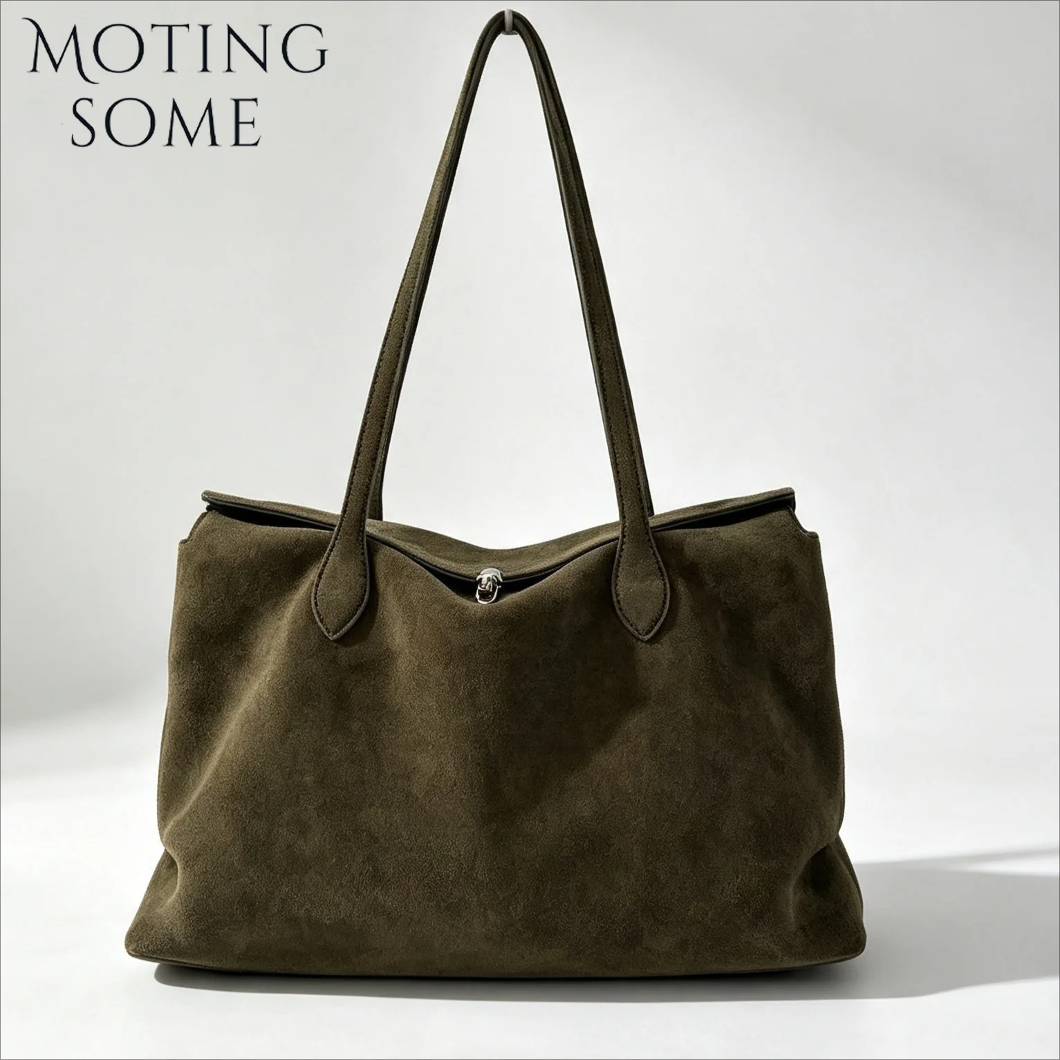 MOTINGSOME Oversized Suede Bag Minimalism Woman Handbag 2026 New in Winter Genuine Leather Tote Bag Soft and Warm Large Handbags
