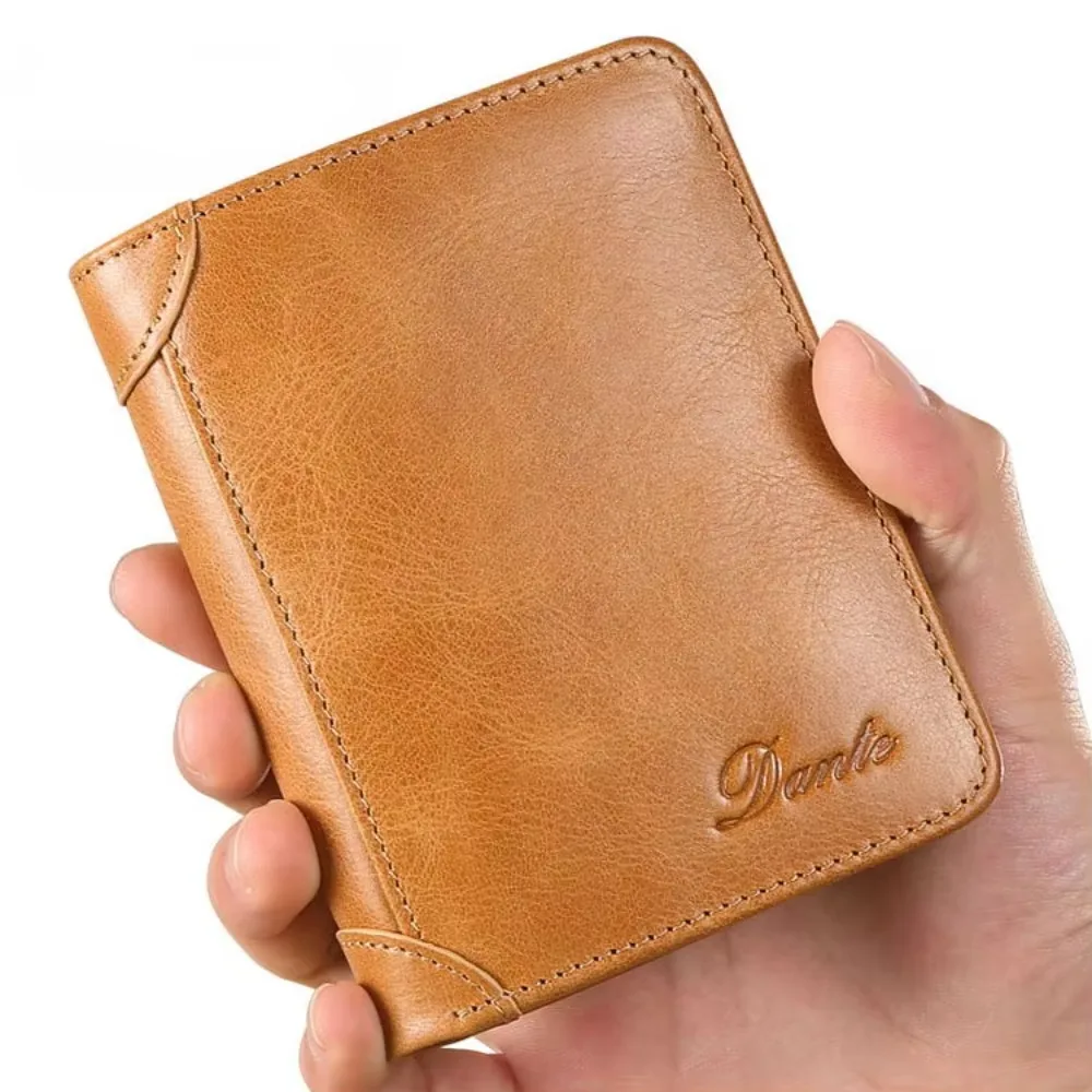 

Short Erkek Cusan Casual Leather Short Wallet Vintage Cowhide Men's Slim Wallet