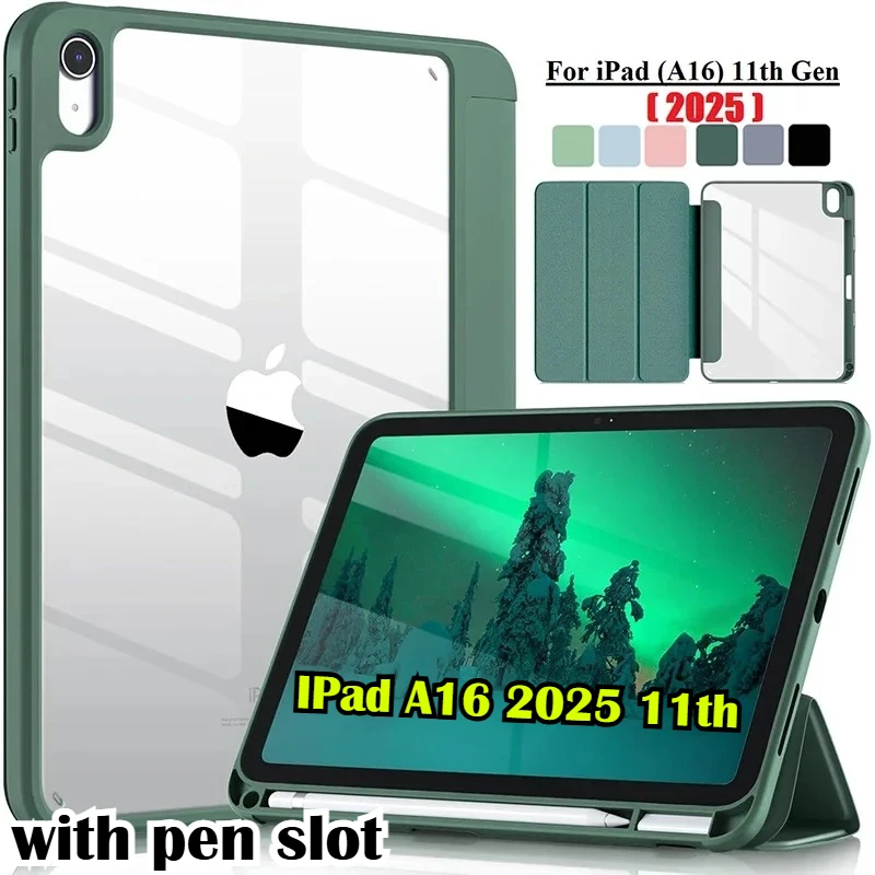 2026 Leather Fold Stand Pencil Holder Case for IPad A16 11th Pro M5 M4 Air 11 2025 12.9 13 10.9 10th 10.2 Mini 7 8.3 Smart Cover