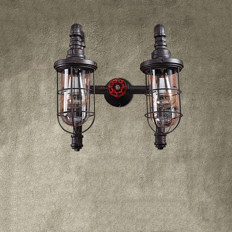 Industrial Style Water Pipe Wall Lamp American Retro Casual Dining Guest Cafe Bar Aisle Decorative Iron Pipe Wall Lamps