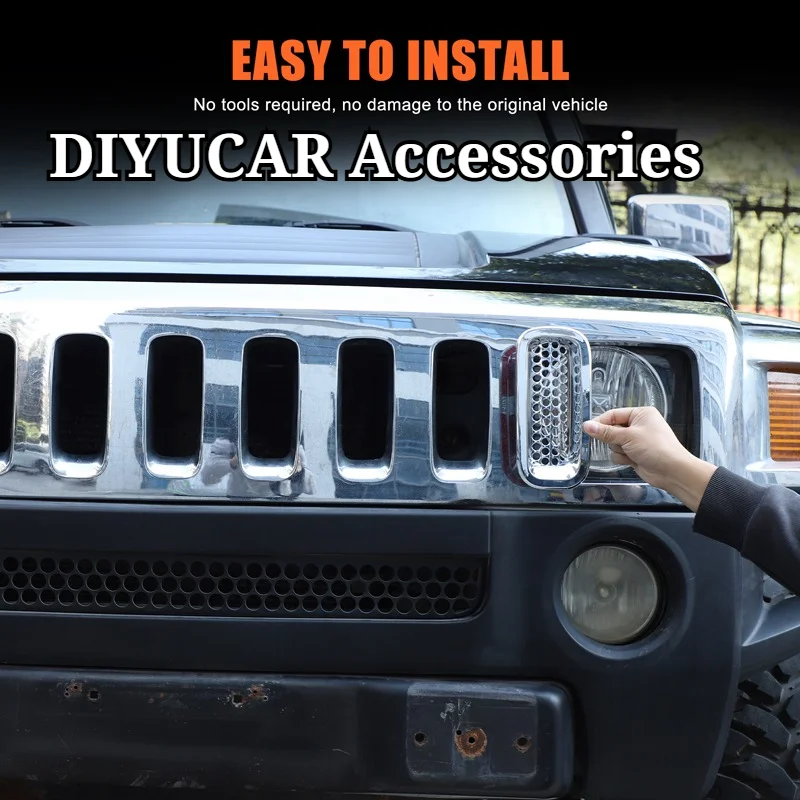 

For Hummer H3 2005-2009 ABS Black Red Car Front Grille Mesh Inserts with Headlight Cover Trim Exterior Accessories