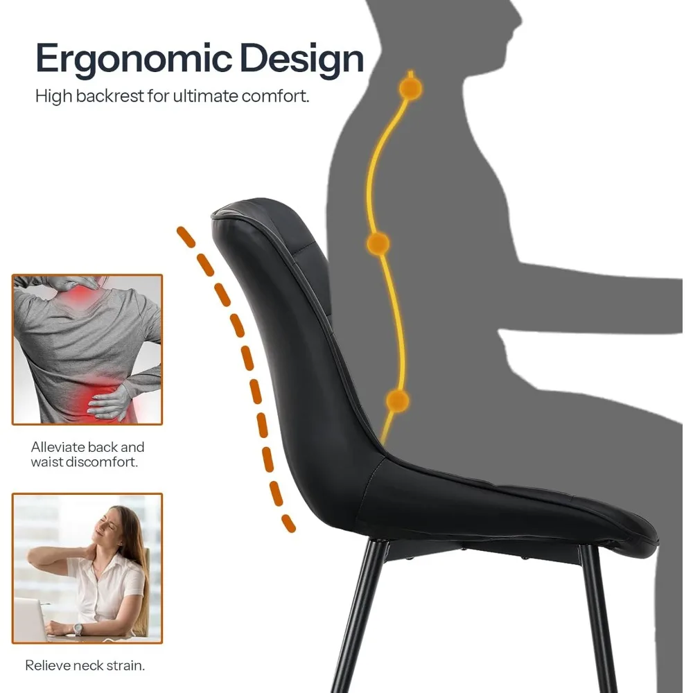 طقم كراسي طعام HOOBRO مكون من قطعتين، كراسي غرفة طعام منجدة، كراسي مطبخ حديثة من الجلد الصناعي لغرفة المعيشة، غرفة الطعام، #6