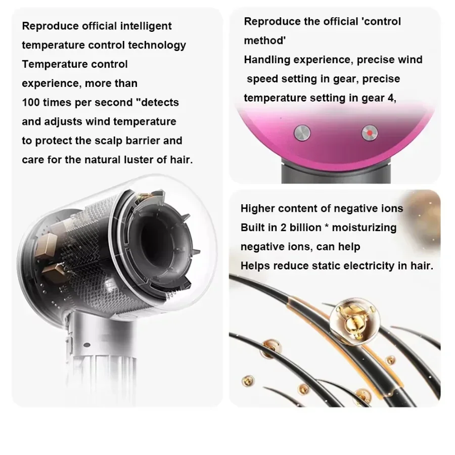 لمجفف الشعر بالأيونات السالبة للاتحاد الأوروبي مع سرعة عالية ولا شفرات، قوة عالية صامتة وسريعة الجفاف، محمول، مناسب للمنزل