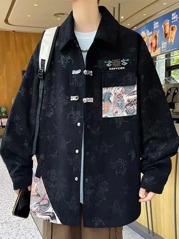 

Loose Fit Casual Chinese Sle Men's Jaet Large Size 300 Pou Spring Autumn Trendy Brand Collared Coat Teenage Leisure Gown