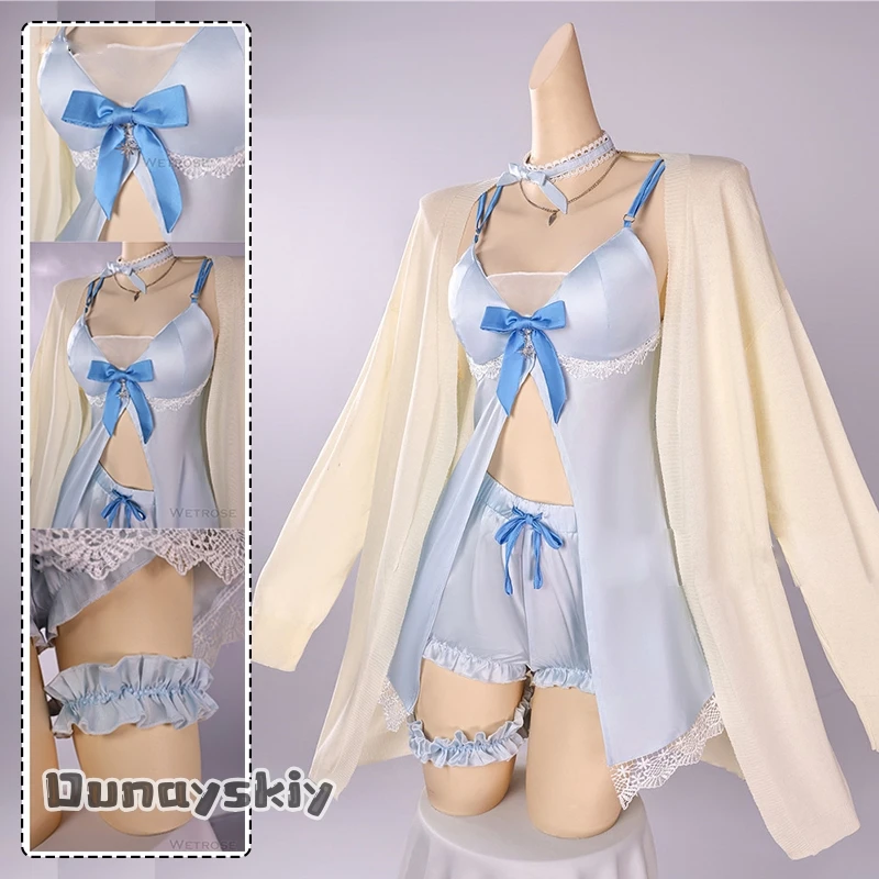 

Сексуальная пижама Shirogane Noel, костюм для косплея {Amanda Cos}Vtuber Hololive, ночная рубашка, полный комплект, парик, маскировка на Хэллоуин, женская