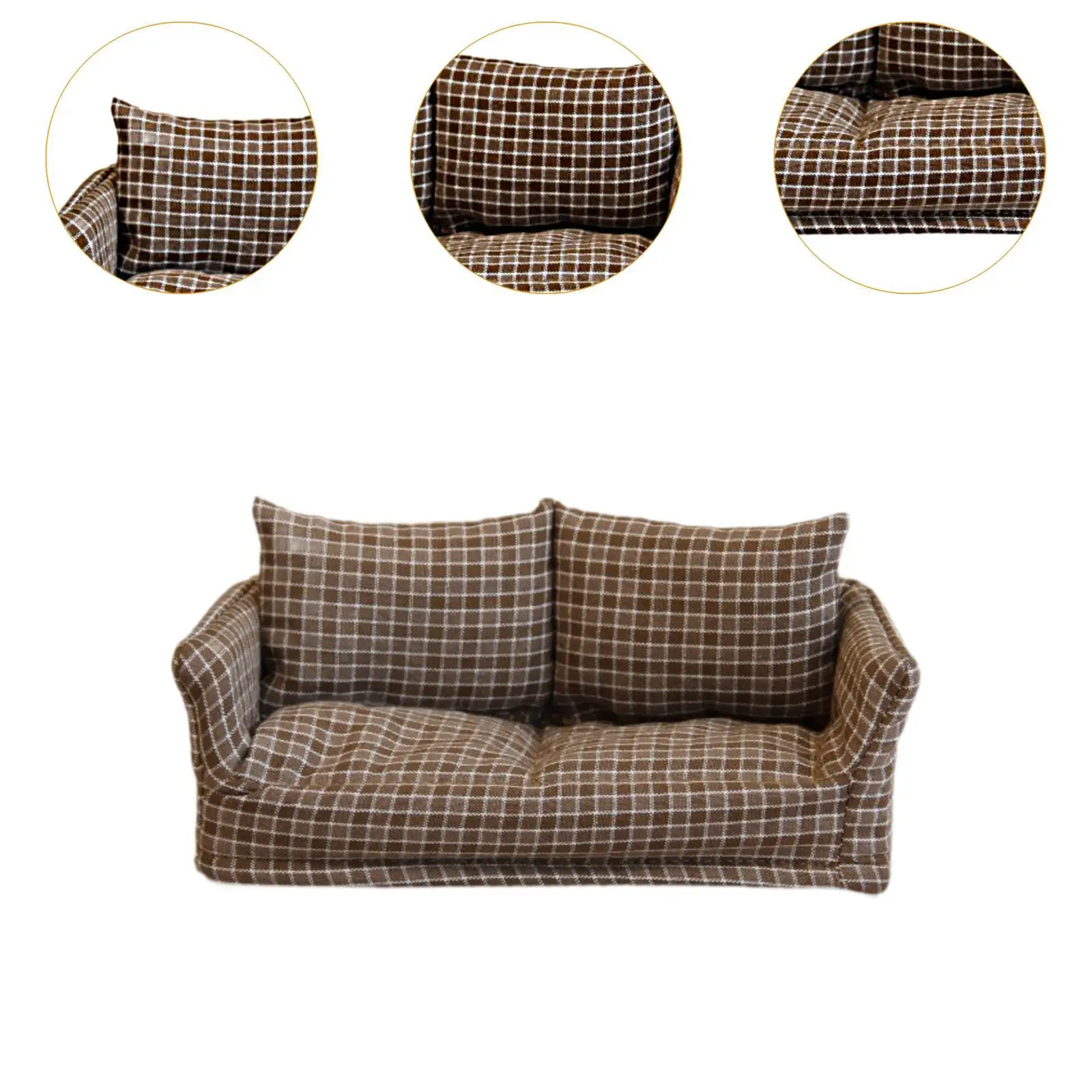 1/12 Dollhouse Couch Pretend Play Props Birthday Gift, Ornaments ,DIY Model Mini Couch Furniture Toy for Bedroom Doll House