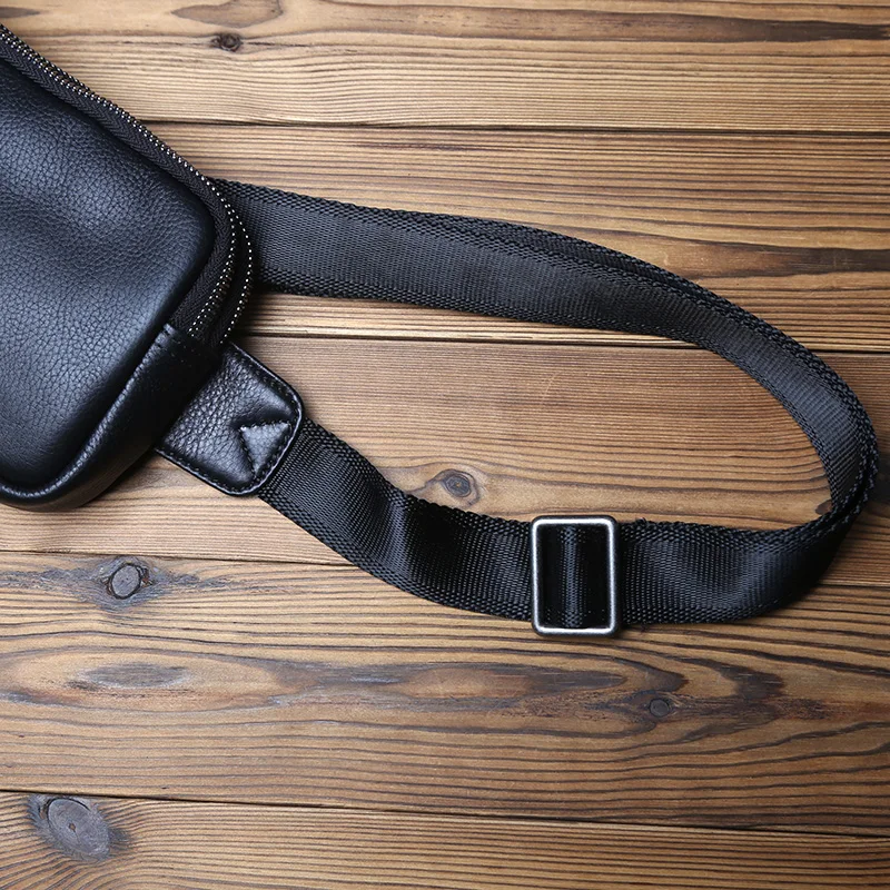 NZPJ Herren-Brusttasche aus echtem Leder, Umhängetasche aus natürlichem Rindsleder, lässige Umhängetasche, sportliche multifunktionale Handy-Hüfttasche – Detail 11