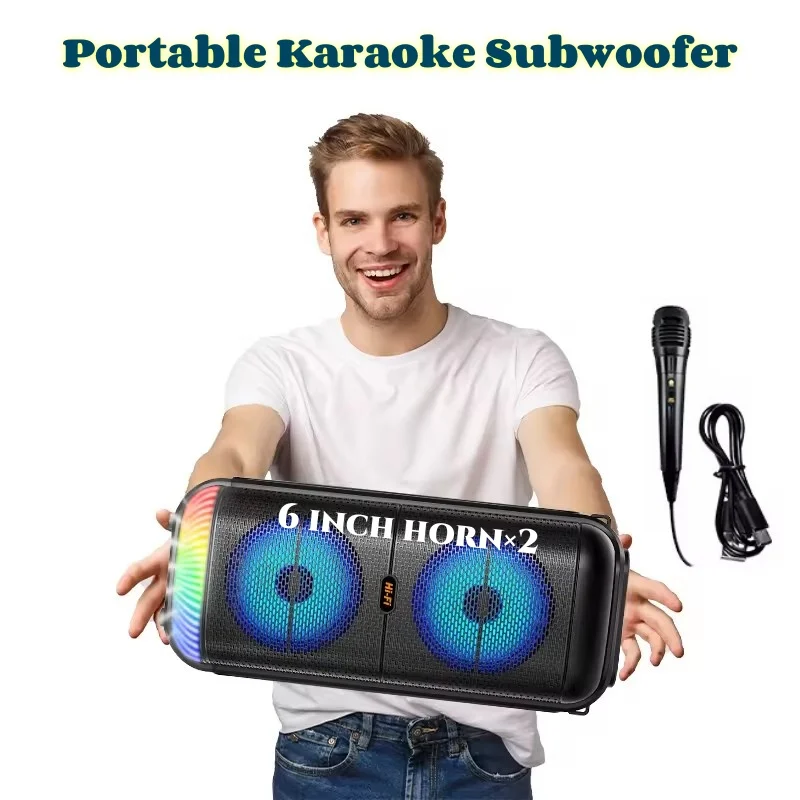 

Outdoor Karaoke Speakers with MIC RGB Portable Super Bass Subwoofer Sound Column Wireless Caixa De Som Bluetooth Speaker FM/TWS