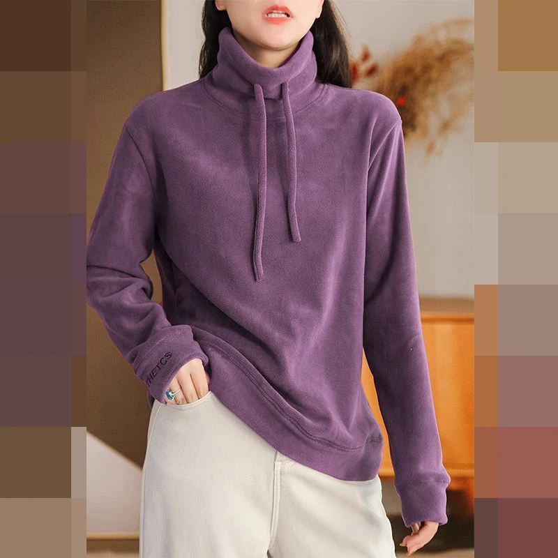 

Winter large size double-sided velvet meat-covering sweater literary new velvet warm loose casual versatile top long sleeve