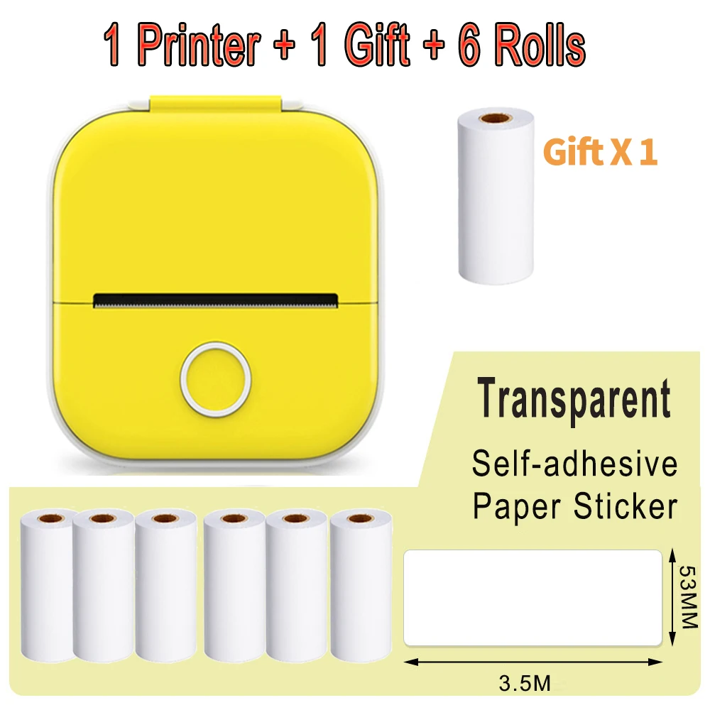 Phommemo T02 Mini stampante portatile stampa termica adesivo da 53mm Mini stampante tascabile senza inchiostro Wireless stampante per etichette