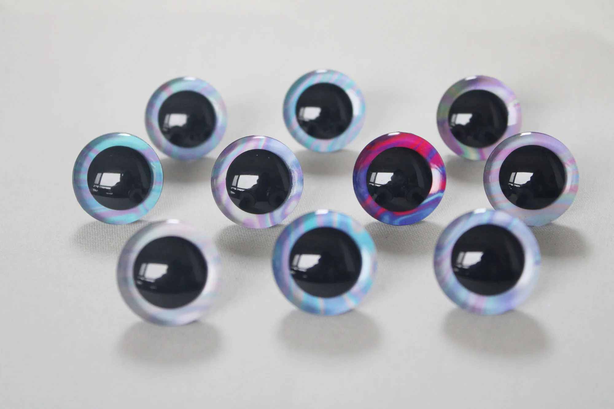 100PCS Symphony eyes  9 12 14 16 18 20 25 30 35mm New 3D Colorful  Toy  Eyes + Washer for  Diy Plush Doll--H10A--style OPTION