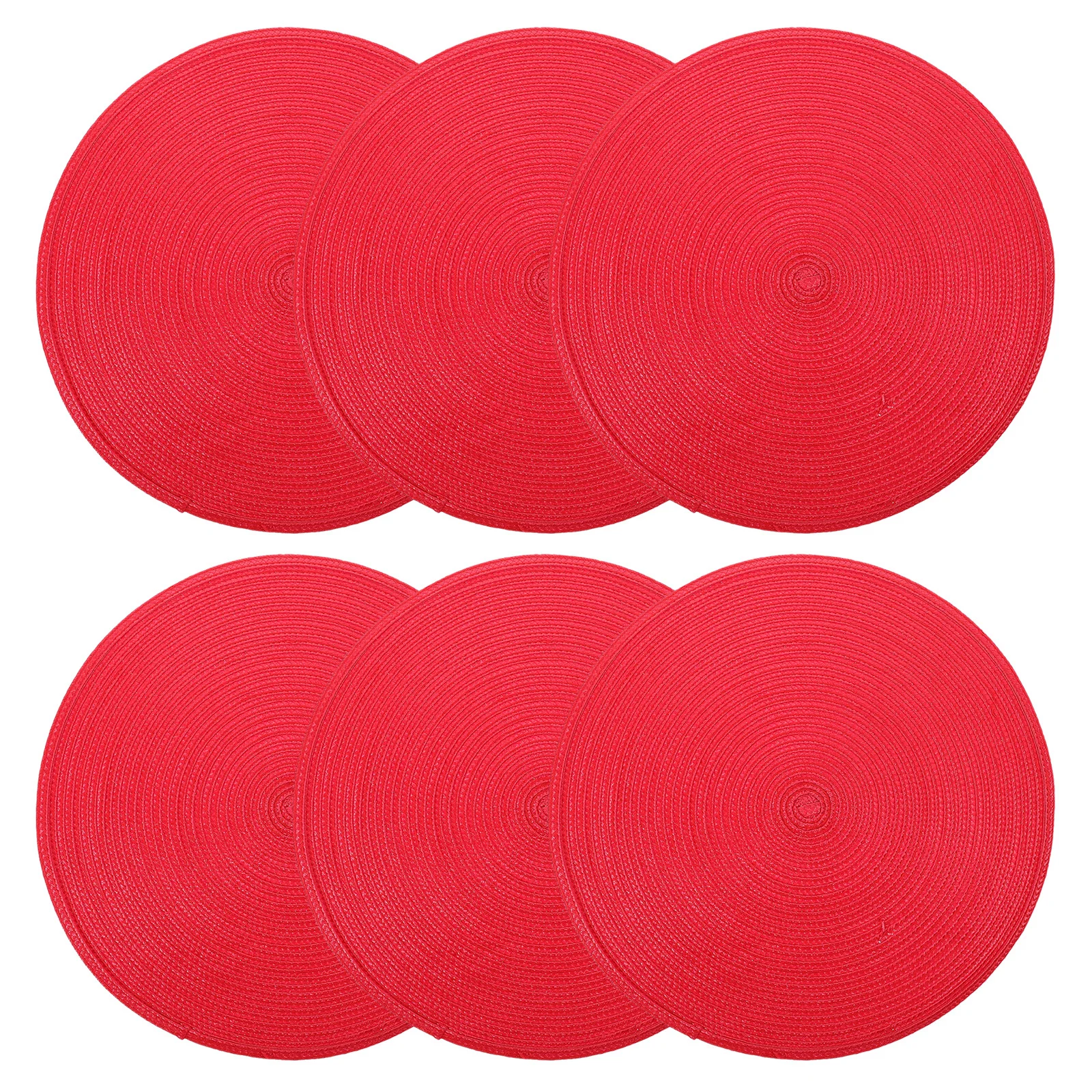 

6 pcs Round Woven Placemats Fake Rattan Heat Resistant Table Mats For Dining Farmhouse Boho Braided Kitchen Party Wedding