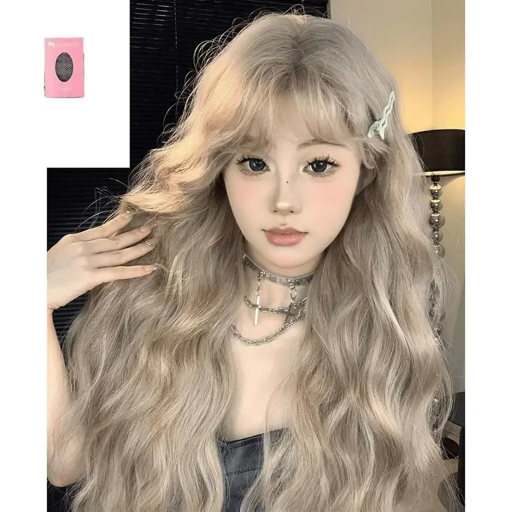 Women's Synthetic Wigs Long wavy curl Brown-gray Simulated Hair Natural Full Head Cover wig Elegant trendy temperament hairstyle