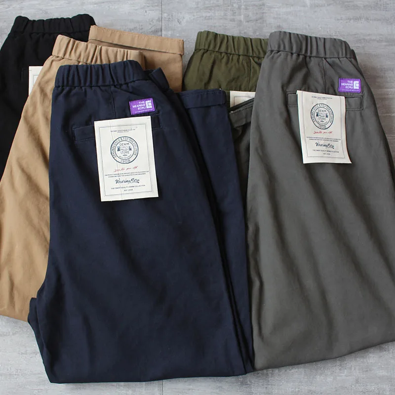 سراويل عمال ملابس الشارع اليابانية لخريف 2025 - سراويل كلاسيكية مغسولة ومريحة مستقيمة الساق غير رسمية 100% قطن أساسية للرجال #2