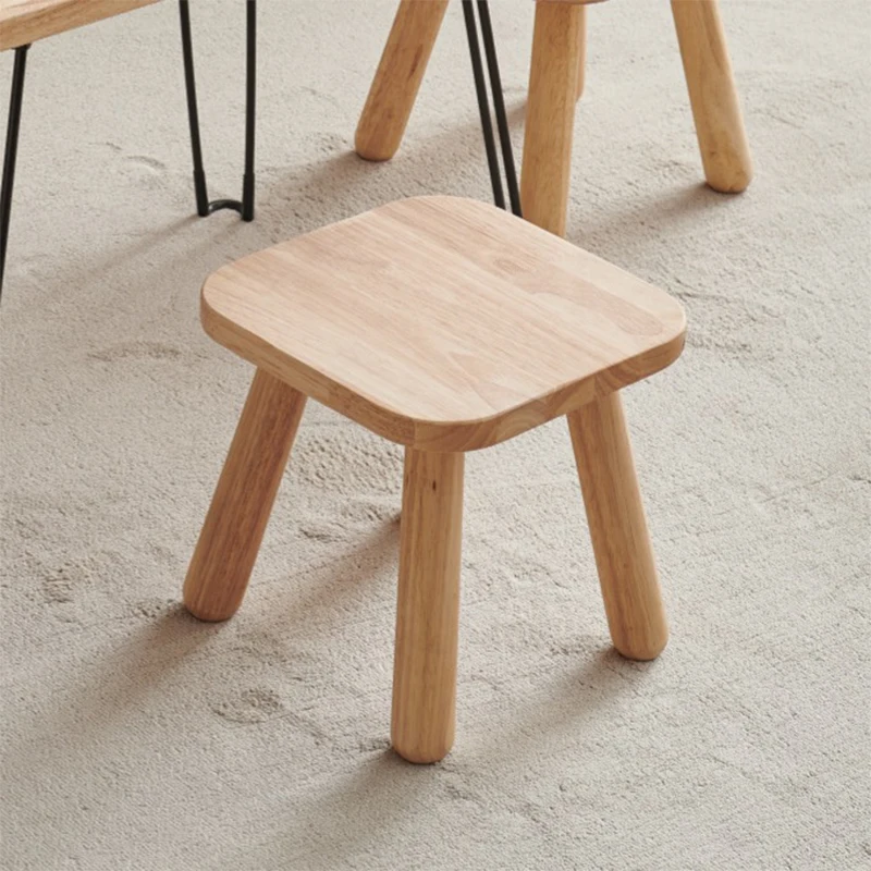 1pc All Solid Wood Shoe Changing Stool, Small Walnut Color Stool For Living Room, Entrance, Bathroom, Bedroom, Kitchen