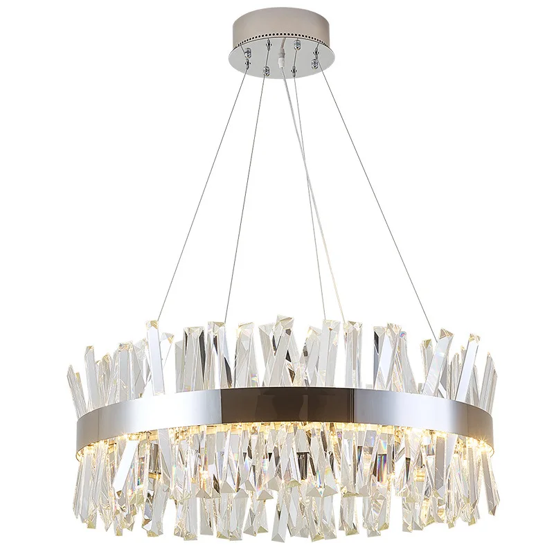 Postmodern stainless steel living room crystal chandelier dining room light luxury designer villa master bedroom study lamps