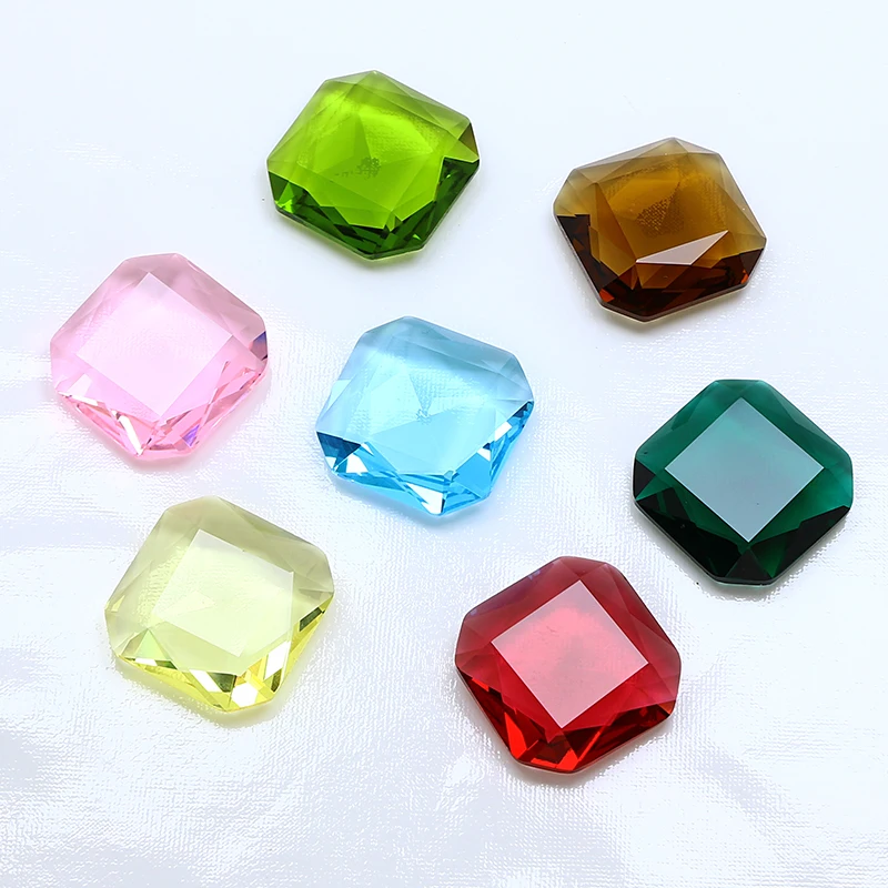 23mm Square Transparent Glass Nail Crystal DIY Design Decoration for women\'s Clothing