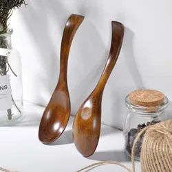 High Quality Natural Wood Spoon Fork Kitchen Spoon Forks Bamboo Kitchen Cooking Utensil Tools Soup-Teaspoon Tableware Hot Sell