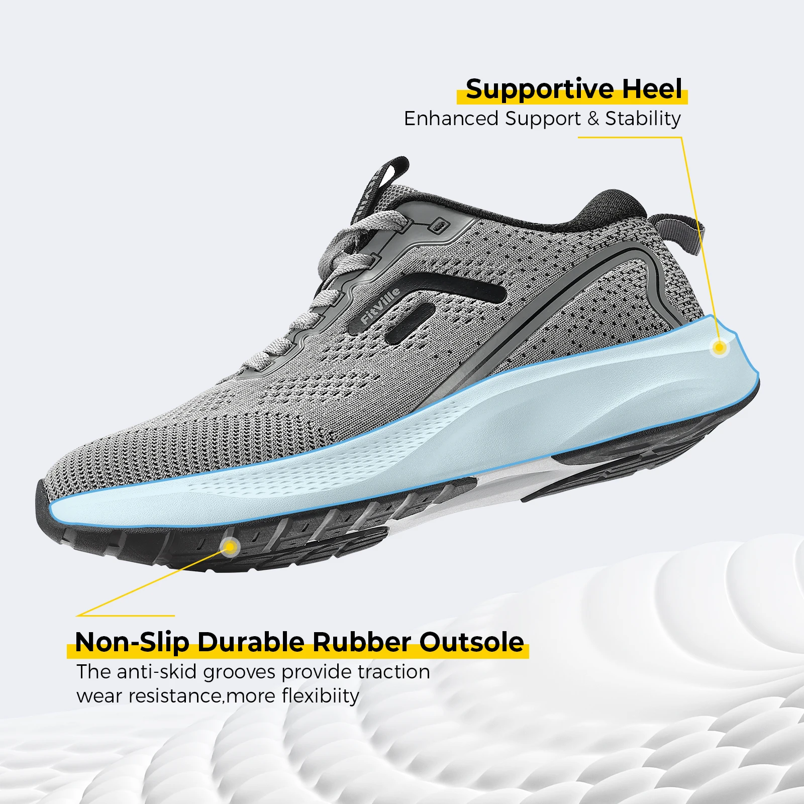 FitVille Men Wide Width Running Sneakers, Breathable Light Athletic Training Shoes, Comfort Wide Footwear for Swollen Feet, Diabetic Feet