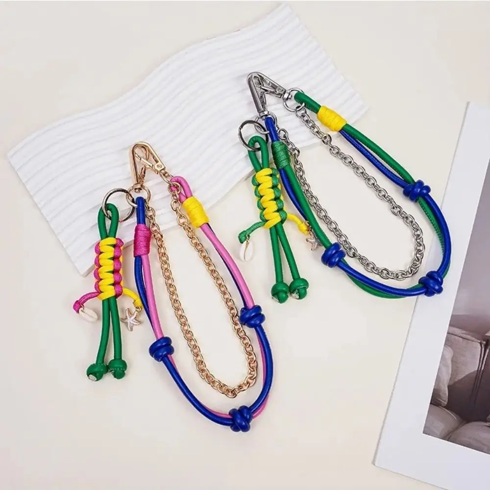 DIY Necklace Retro Rope Woven Pendant Key Chain Geometric Mobile Phone Pendant Contrasting Sun Pendant Bag Chain Charms