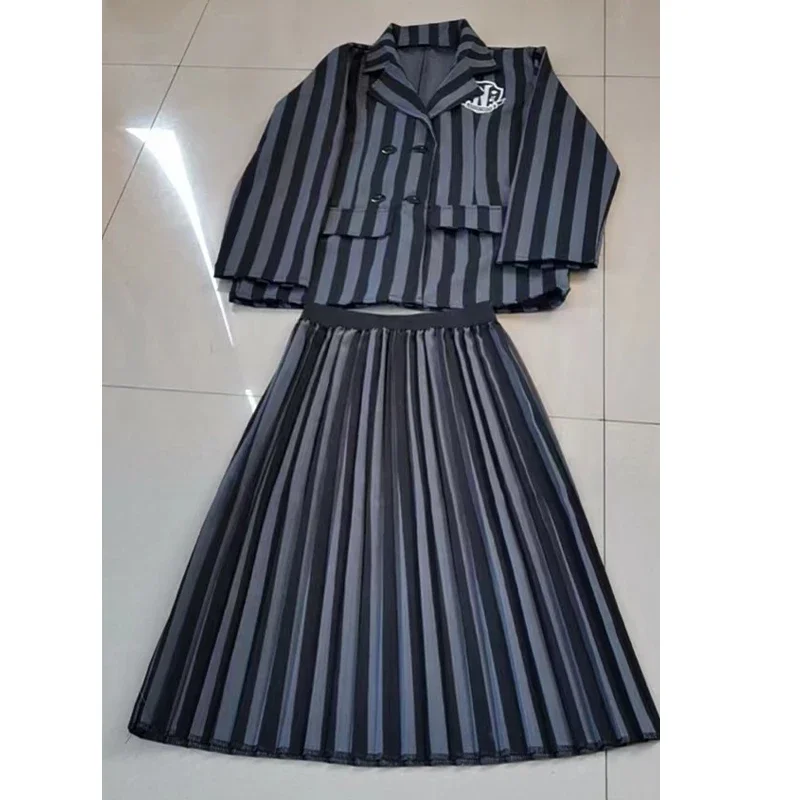 Addams-traje cosplay para mulher, uniforme escolar preto para meninas e adolescentes, batismo jk academy