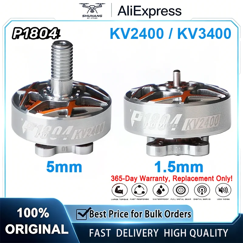 

T-MOTOR P1804 Brushless Motor 3400KV 4S / 2400KV 6S 1.5mm/5mm Shaft for FPV Freestyle 3-4inch Toothpick Cinewhoop Drones