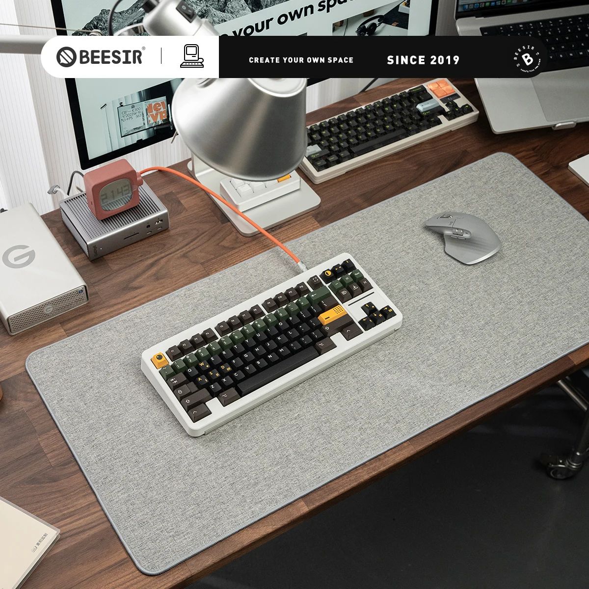 Linen Keyboard Mouse Pad Large Desk Mat Custom Shock Absorption Waterproof Office Gaming Keyboard Pad Cotton Linen Thickening