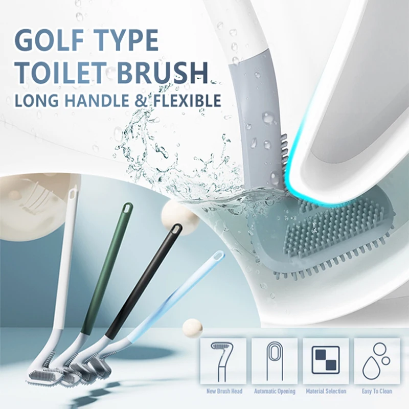 Silicone Bristle Golf Toilet Brush Bathroom Home Cleaning Tool Silicone Toilet Brush WC Accessories Toilet Brushes Long Handle