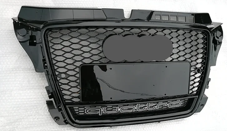 Gloss Black Honeycomb Radiator Grille For Audi A3 8P Upgrade RS3 quattro Style Front Grille 2008-2013