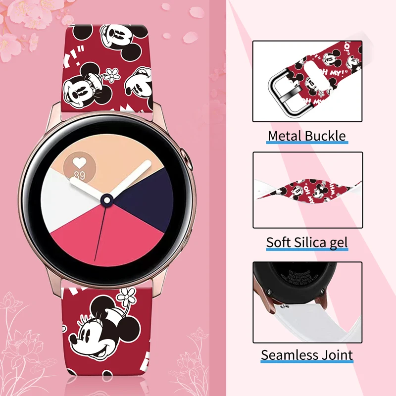 Disney Series 2 20mm Printed Strap for Samsung Galaxy Watch 6/5 40mm 44mm Band Replaceable Bracelet for Amazfit Balance 45mm