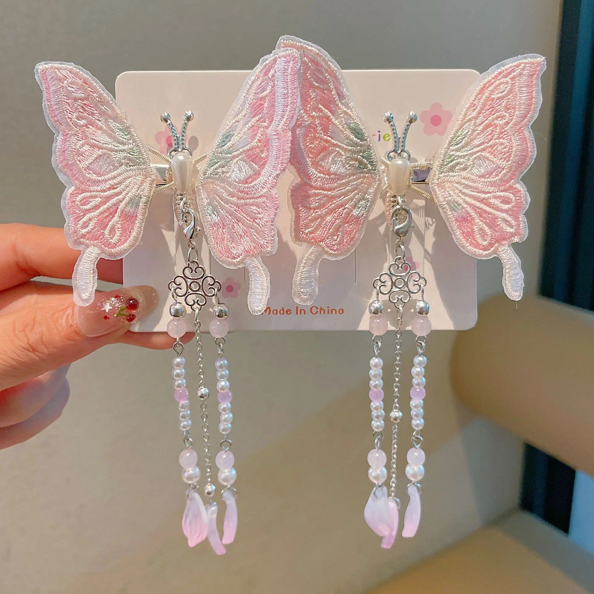Butterfly Children's Hanfu Headdress with Fringe, Antique Hairpins and Clips Baby Accessories for Girls image 5