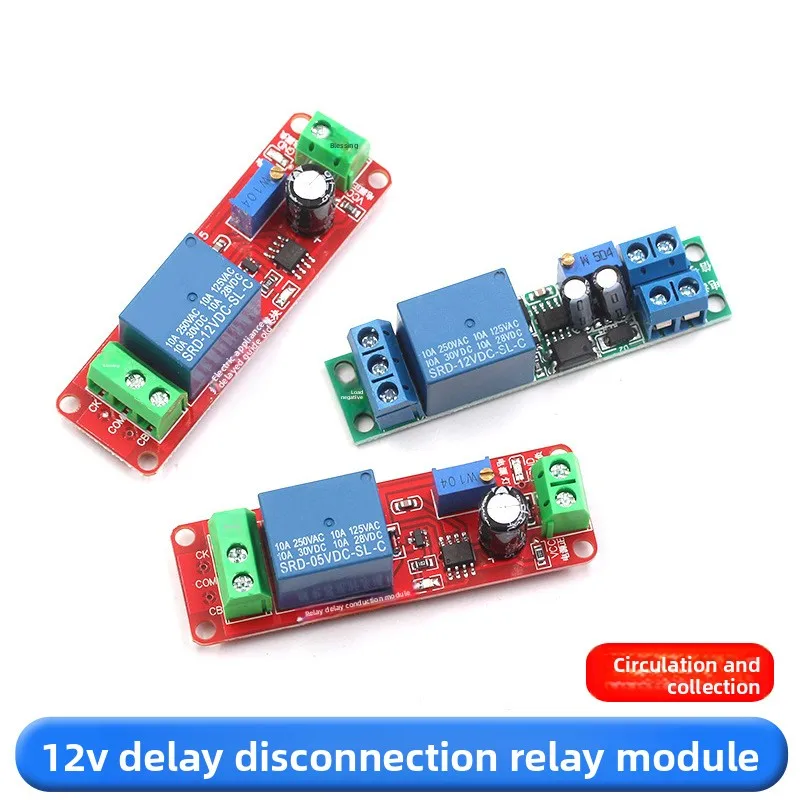 12V Delay Turn-off Relay Module 12VOn-off Delay Switch Module5V Adjustable Delay(1-10Seconds)