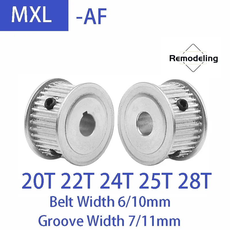 1pcs MXL Timing Pulley Aluminum Alloy 20T 22T 24T 25T 28T Synchronous Wheel Groove Width 7/11mm Belt Width 6/10mm Bore 3mm-12.7m