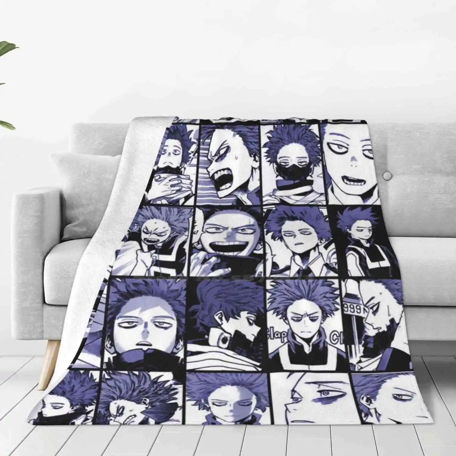 Shinso Collage Color Version Latest Super Soft Warm Light Thin Blanket Shinso Hitoshi Purple Collage Anime Manga Boku No Hero