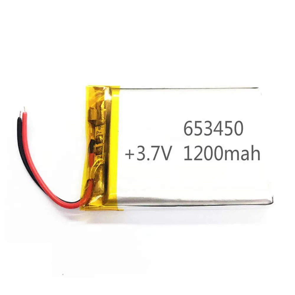 3.7V 1200Mah 653450 litowo-polimerowa bateria Li 2.0 JST 2Pin do aparatu MP3 inteligentny zegarek POWER BANK GPS MP4 TABLET