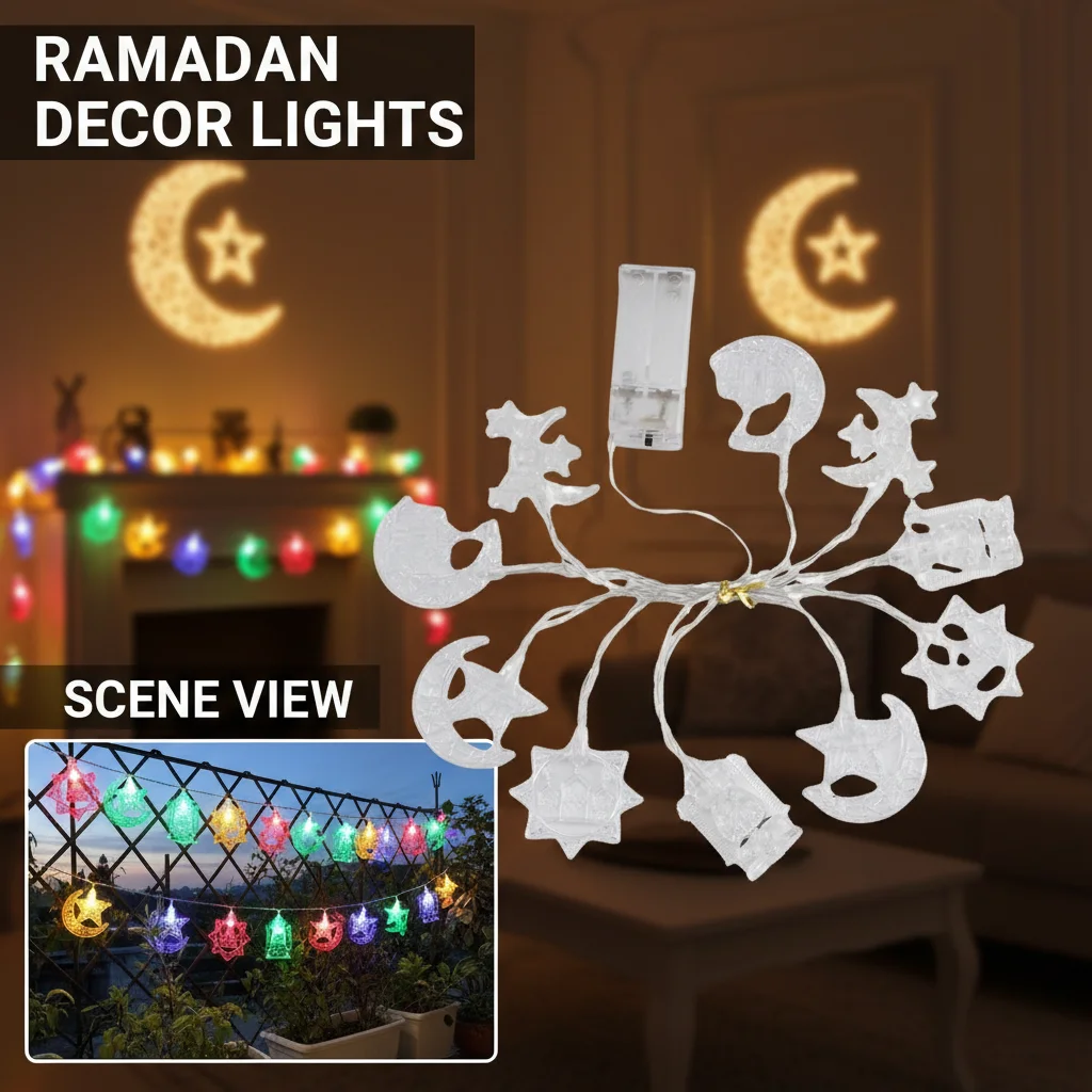 

1.5M Moon Star Castle String Lights EID Mubarak Ramadan Islamic Festival Party Decoration Muslim EID Al Adha Gurbang Supplies