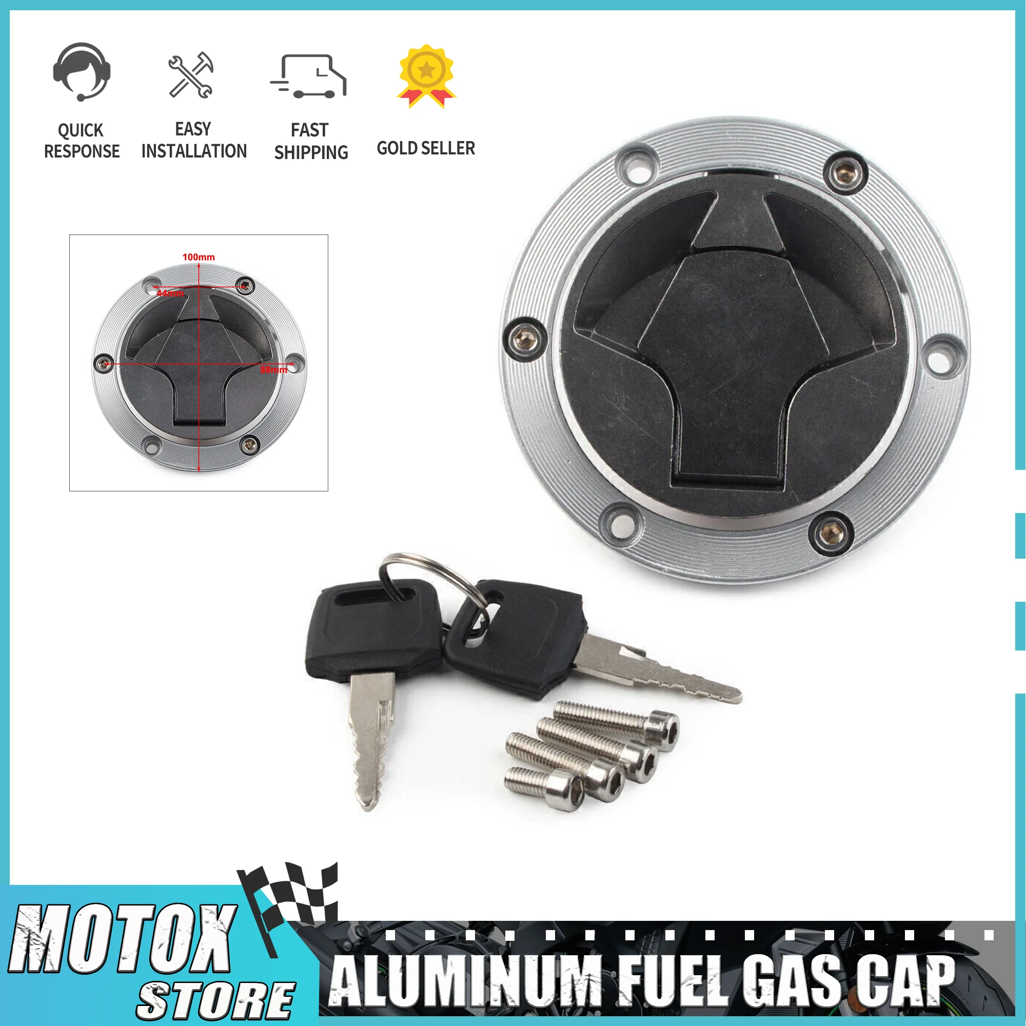 

Fit For Ninja 250R Ninja 300 EX250 EX300 ER250 ER300 Z250 Z250SL Z300 2008-2017 Motorcycle Fuel Gas Tank Cap Cover Lock Keys