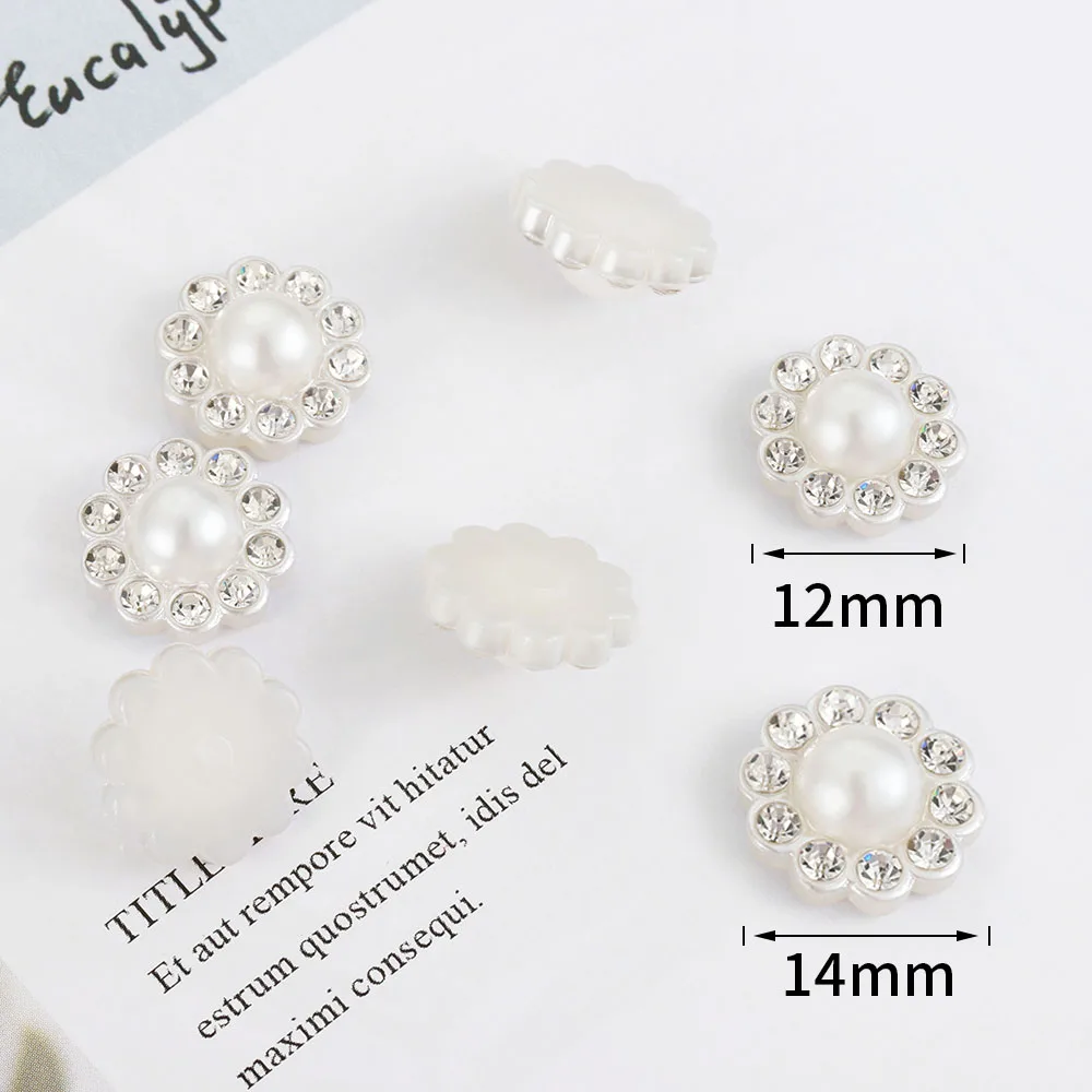 50pcs White Flat Imitation Pearl Resin Pearl Flower Patches With Round Bases for DIY Hair Accessories Brooches Jewelry Making view 3