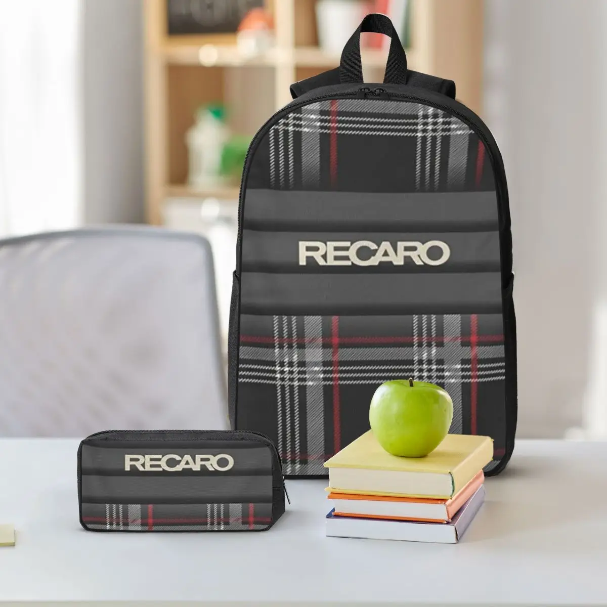 Tartan Plaid Recaros Backpack Student Boys Girls BookBag School Bag Computer Shoulder Bags 3ps Insulated Lunch Bag Pencil Case view 6