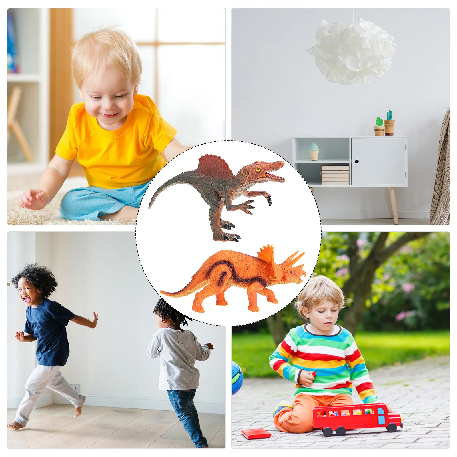 Kids Toys Dinosaur - ของตกแต่งรูปไดโนเสาร์ 2 ชิ้นสำหรับห้องเด็ก ของตกแต่งยางที่ทนทานสำหรับงานปาร์ตี้และของขวัญ จำลองรูปไดโนเสาร์ของเล่น